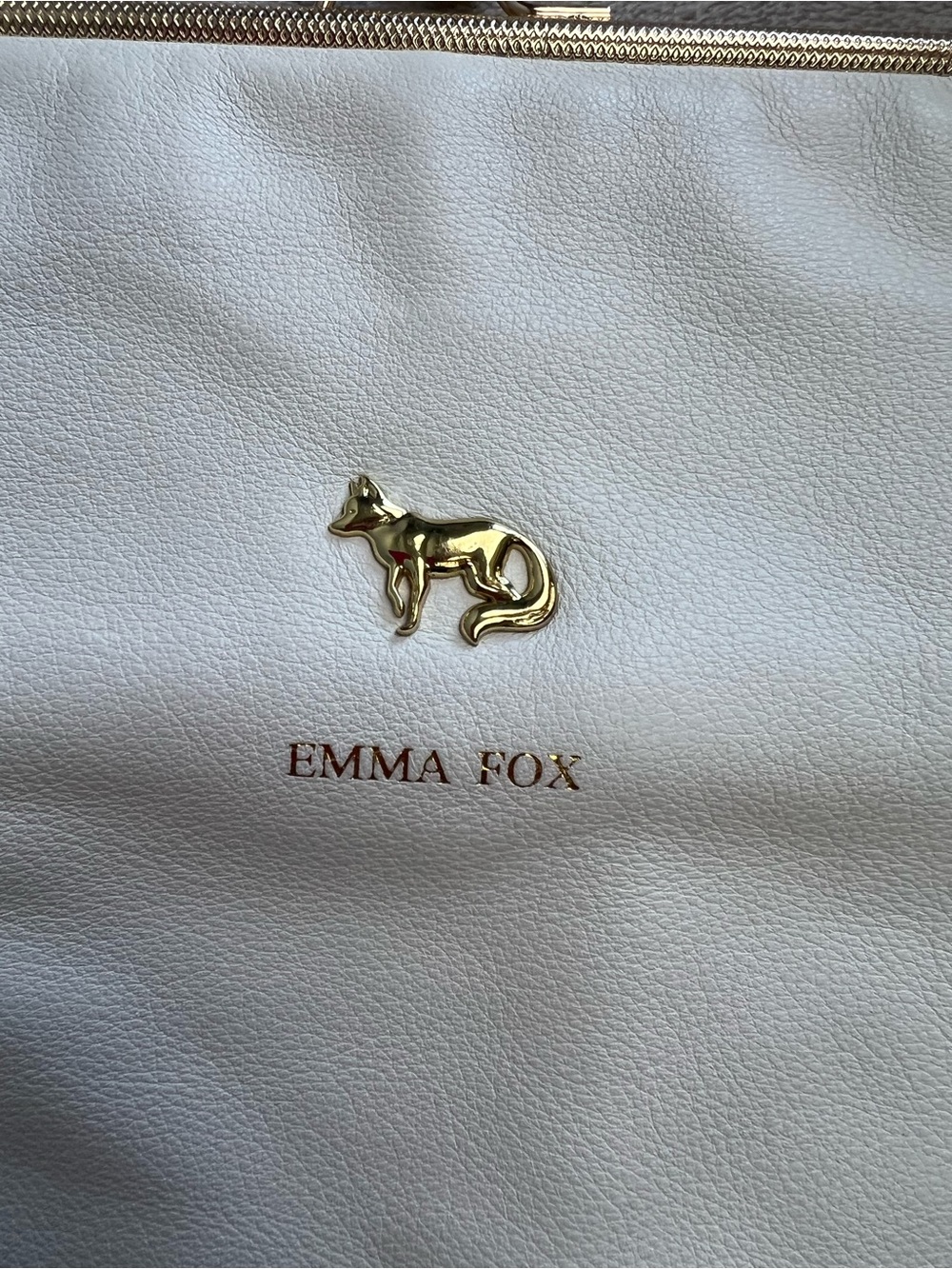 Emma Fox White Pebbled Leather Kisslock Shoulder Bag Gold Hardware Large Purse - Picture 3 of 11